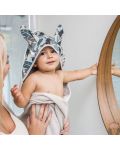 Βρεφική πετσέτα μπάνιου BabyOno - Bunny ears, 100 x 100 cm, γκρι - 2t