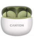 Ασύρματα ακουστικά Canyon - TWS5, λευκό/πράσινο - 2t