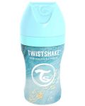 Μπιμπερό Twistshake - Μαρμάρινο μπλε, ανοξείδωτο, 260 ml - 2t