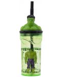 Κύπελλο με καλαμάκι και 3D φιγούρα Stor Avengers - Invisible Force, Hulk, 360 ml - 1t