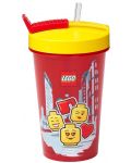 Κύπελλο  με καλαμάκι  Lego Iconic - Girl, 500 ml,κόκκινο - 1t