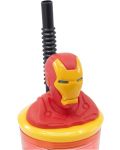 Κύπελλο με καλαμάκι και 3D φιγούρα Stor Avengers - Invisible Force, Iron Man, 360 ml - 4t