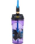 Κύπελλο με καλαμάκι και 3D φιγούρα Stor Batman - 360 ml - 1t