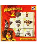 Ξύλινο παζλ Woodyland - Μαδαγασκάρη, κεφάλια ζώων - 2t