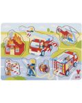 Ξύλινο παζλ με λαβές Goki -Πυροσβέστες σε δράση, 7 μέρη - 1t