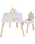 Ξύλινο σετ  Moni Toys - Τραπεζάκι με δύο καρέκλες,unicorn - 1t