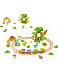 Ξύλινο παιχνίδι Tooky toy - Jurassic park με τρένο και δεινόσαυρους - 3t