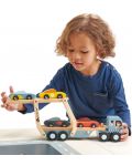 Ξύλινο σετ παιχνιδιού Tender Leaf Toys -Μεταφορέας αυτοκινήτων με 4 αυτοκίνητα - 5t
