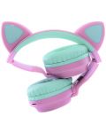 Παιδικά ακουστικά PowerLocus - Buddy Ears, ασύρματα, ροζ/πράσινα - 3t