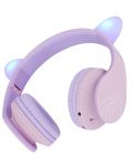 Παιδικά ακουστικά PowerLocus - P2, Ears, ασύρματα, ροζ/μωβ - 2t