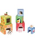 Παιδικό σετ Lelin Toys - Κύβοι από χαρτόνι με ξύλινα ζωάκια - 1t
