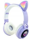 Παιδικά ακουστικά PowerLocus - Buddy Ears, ασύρματα, μωβ/άσπρα - 1t