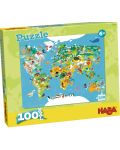 Παιδικό παζλ Haba - Χάρτης του κόσμου, 100 τεμάχια - 2t