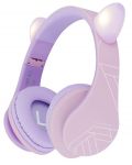 Παιδικά ακουστικά PowerLocus - P2, Ears, ασύρματα, ροζ/μωβ - 1t
