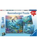 Детски пъзел Ravensburger 3 x 49 κομμάτια -Ζωή στον ωκεανό - 1t