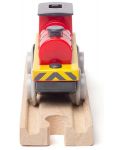 Παιδικό ξύλινο παιχνίδι Bigjigs - Ατμομηχανή με μπαταρίες, κόκκινο - 4t