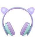 Παιδικά ακουστικά PowerLocus - P2, Ears, ασύρματα, πράσινα/μωβ - 2t