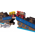 Παιδικό ξύλινο σετ Bigjigs -Πειρατικό τρένο - 2t