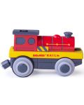 Παιδικό ξύλινο παιχνίδι Bigjigs - Ατμομηχανή με μπαταρίες, κόκκινο - 1t