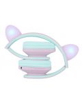Παιδικά ακουστικά PowerLocus - P2, Ears, ασύρματα, ροζ/πράσινα - 3t