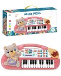 Παιδικό πιάνο Ocie - Με αρκουδάκι και 24 πλήκτρα,  ροζ - 2t