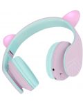 Παιδικά ακουστικά PowerLocus - P2, Ears, ασύρματα, ροζ/πράσινα - 2t