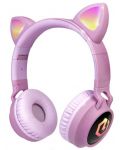 Παιδικά ακουστικά PowerLocus - Buddy Ears, ασύρματα, ροζ - 1t