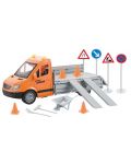 Σετ παιχνιδιού Raya Toys - Φορτηγό City Maintenance , Με οδικές πινακίδες, ήχους και φώτα - 1t