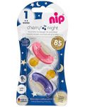 Πιπίλες από καουτσούκ NIP - Cherry Night, 0-6 μηνών , ροζ και μωβ - 4t