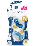 Πιπίλες από καουτσούκ NIP - Cherry Night, 0-6 μηνών , μπλε, 2 τεμάχια - 4t