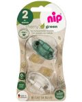 Πιπίλες από καουτσούκ NIP Green - Cherry, πράσινο και μπεζ, 6 μηνών+, 2 τεμάχια - 7t