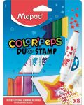 Σετ μαρκαδόροι Maped Color Peps Duo - 8 χρώματα, με σφραγίδες - 1t