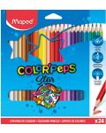 Σετ χρωματιστά μολύβια Maped Color Peps - Star, 24 χρώματα - 1t