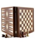Σετ σκάκι και τάβλι Manopoulos -Χρώμα καρυδιάς, 41 x 41 cm - 1t
