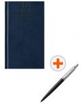 Σετ σημειωματάριου τσέπης Polo - Μπλε με στυλό Parker Royal Jotter Originals, μαύρο - 1t