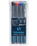 Σετ 4 έγχρωμους μαρκαδόρους Schneider μόνιμος OHP Maxx 220 S, 0.4 mm - 1t