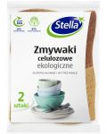 Οικολογικά σφουγγάρια κουζίνας για πιάτα Stella - Cellulose, 2 τεμάχια, καφέ - 1t