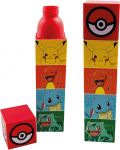 Τετράγωνο μπουκάλι νερού Kids Euroswan - Pokémon, 650 ml - 1t