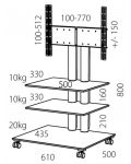 Τραπέζι για σύστημα ήχου και βίντεο Spectral - Panel PL 63, ασημι - 2t