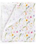 Μαλακή οργανική κουβέρτα μουσελίνας Xkko - Summer Meadow, 120 х 120 cm - 2t
