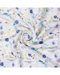 Μαλακή πάνα μπαμπού Xkko - Blue Wildflowers, 90 x 100 cm - 2t