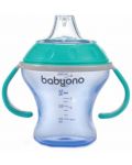 Κύπελλο που δεν χυθεί με μαλακή μύτη Babyono - 180 ml, τουρκουάζ - 1t