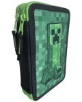 Κασετίνα με σχολικά είδη Minecraft - Creeper Green, 2 ципа - 1t