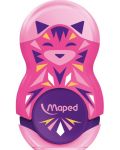 Ξύστρα με γόμα 2 σε 1 Maped Mini Cute - Loopy, ροζ - 1t
