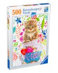 Παζλ Ravensburger από 500 κομμάτια - Γάτα σε ποτήρι - 1t