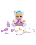 Κούκλα που κλαίει με δάκρυα IMC Toys Cry Babies -Crystal, άρρωστο μωρό, μωβ και λευκό - 3t