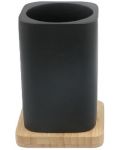 Βάση οδοντόβουρτσας Inter Ceramic - Ninel, 8,5 x 12,2 cm, μαύρο-μπαμπού - 1t