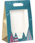 Τσάντα δώρου Giftpack - Bonnes Fêtes, 20 x 10 x 29 cm, ζεστή σφράγιση, με PVC παράθυρο και αυτοκόλλητη ταινία - 1t