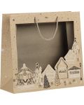 Τσάντα δώρου Giftpack Bonnes Fêtes - Kraft, 35 cm, PVC παράθυρο - 1t
