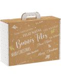 Κουτί δώρου  Giftpack - Bonnes Fêtes, κραφτ και λευκό, 34.2 x 25 x 11.5 cm - 1t